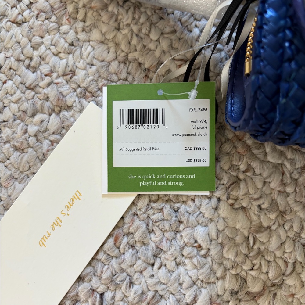 kate spade straw peacock clutch - Picture 4 of 4